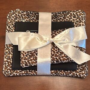 Leopard Print Pouch Set with Satin Ribbon